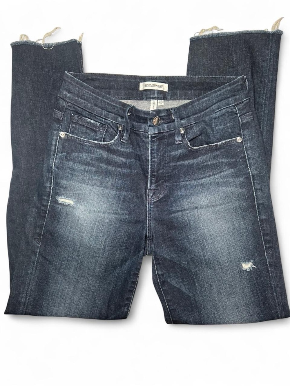 Good American Women’s Straight Leg Jeans - Dark Blue Wash